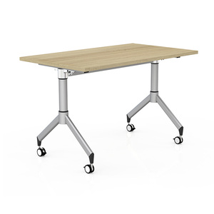 培训桌长条桌简约员工折叠桌椅组合双人课桌会议桌翻板办公桌