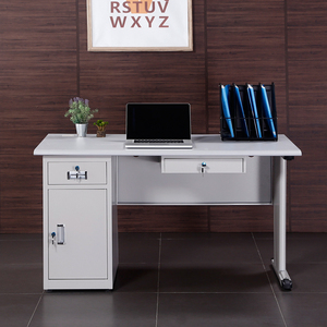 简约员工办公桌1.2/1.4/1.6米加厚电脑桌带锁带抽屉写字台